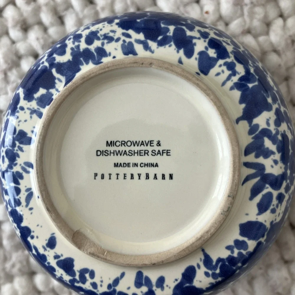 Pottery Barn Sponge Ware Pottery Bowl Spatterware Farmhouse Chip‎